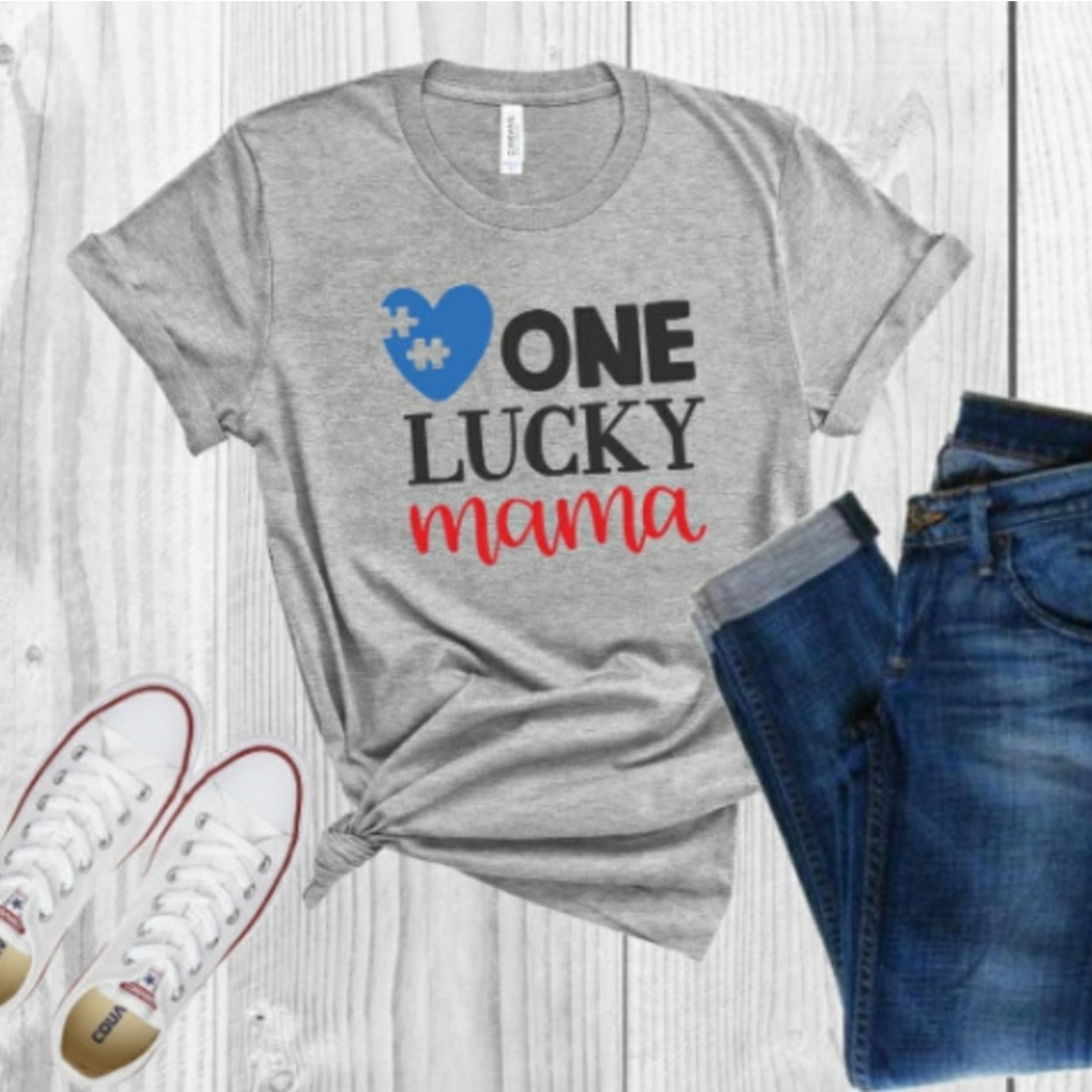 One lucky momma shirt, autism mom shirt
